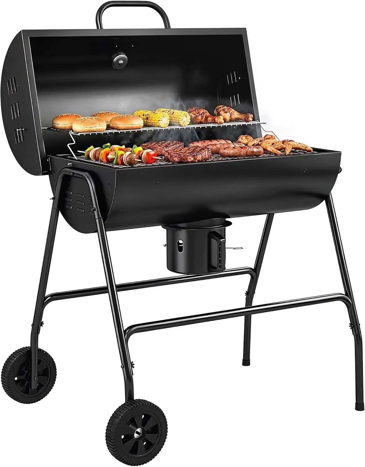 Outsunny Barbecue au charbon de bois avec couvercle