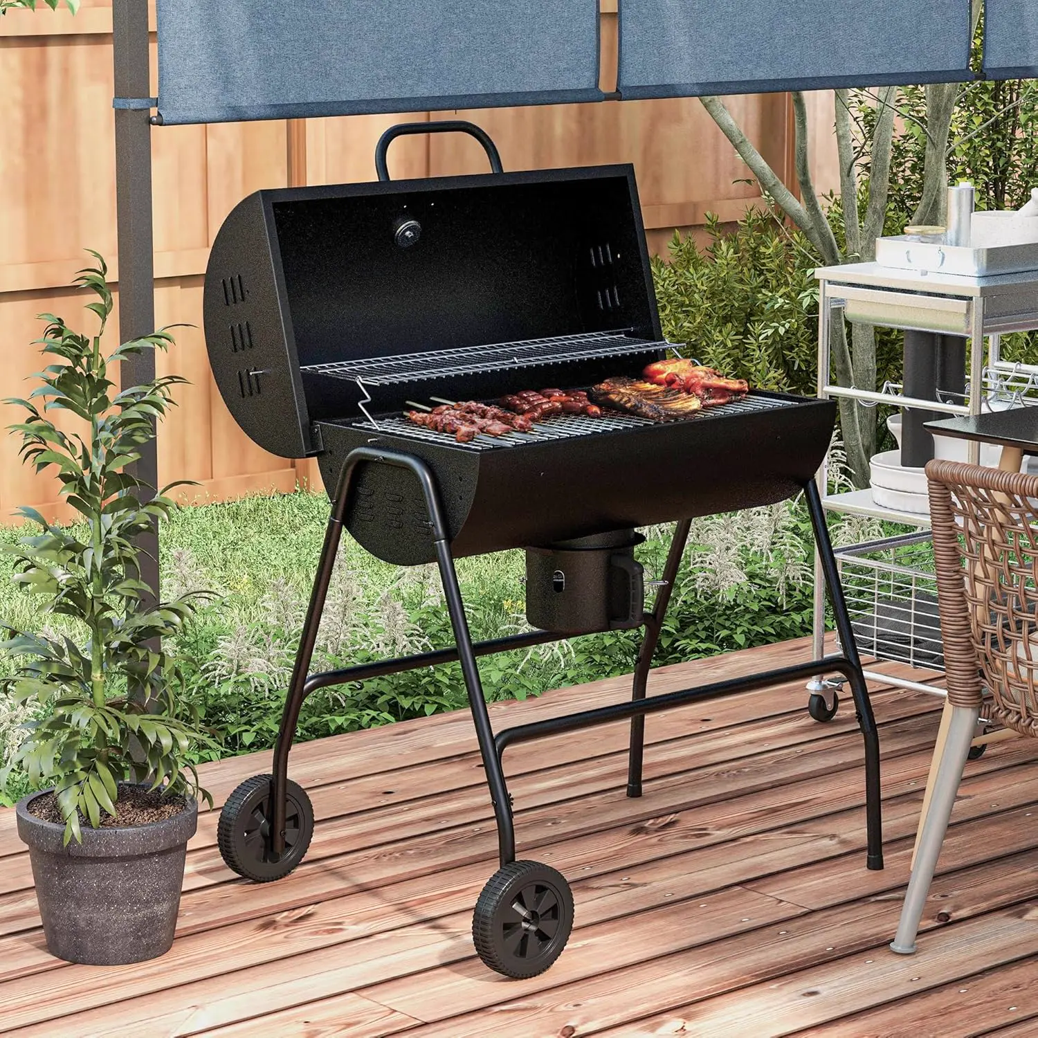 Barbecue weber en bois noir vue 2