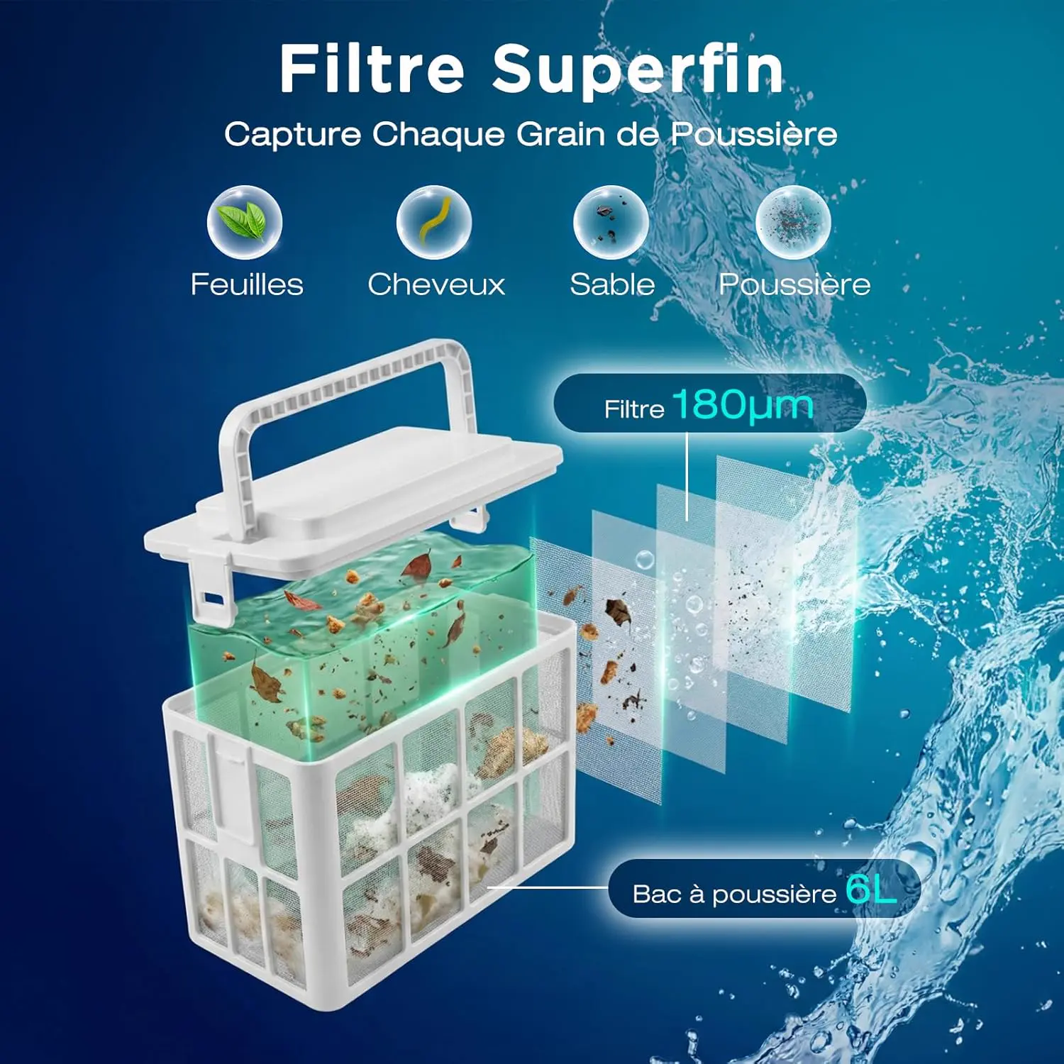 Robot piscine sable vue 6