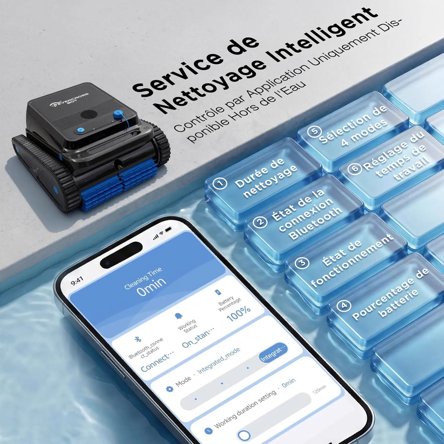 Robot piscine sable vue 9