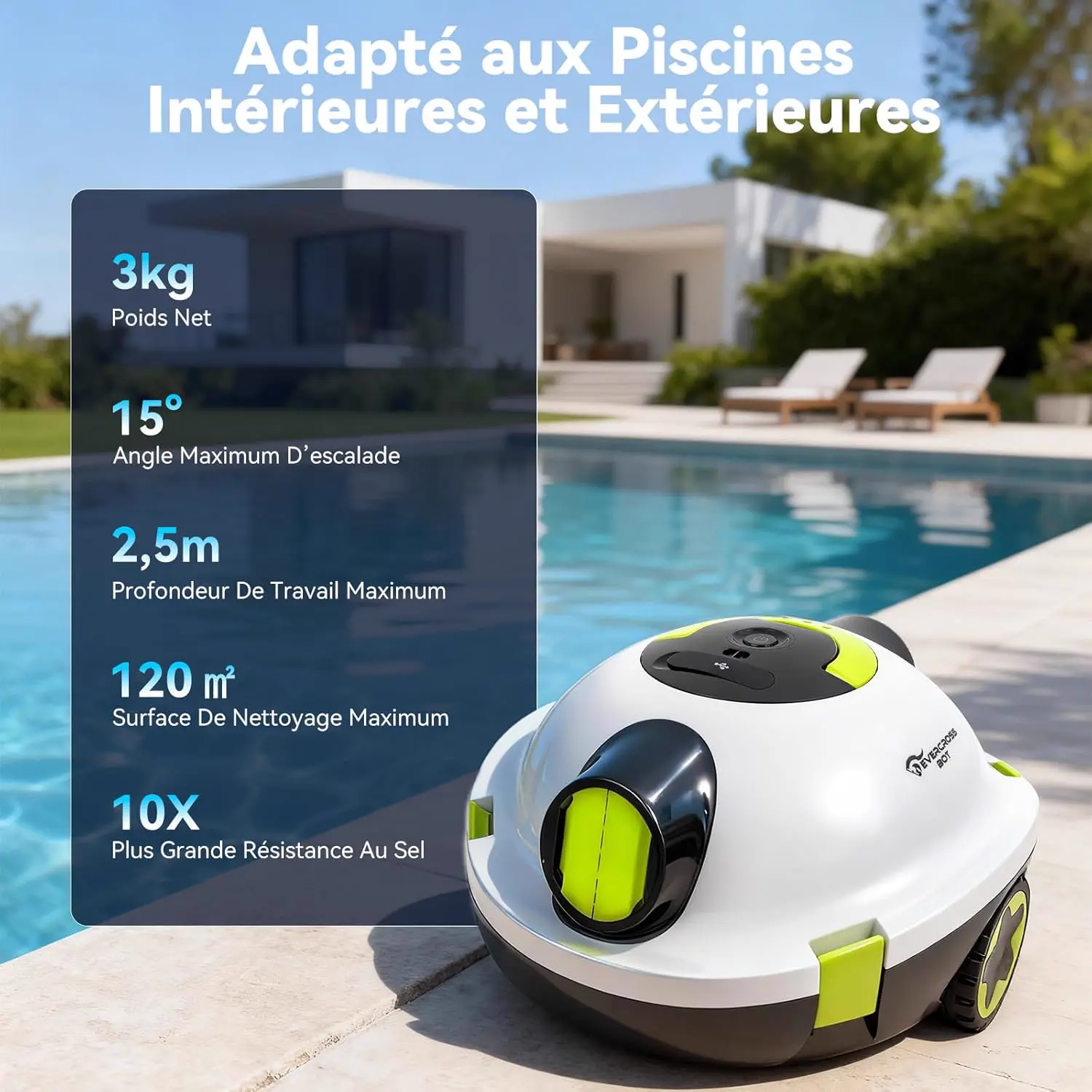 Robot piscine blanc vue 2
