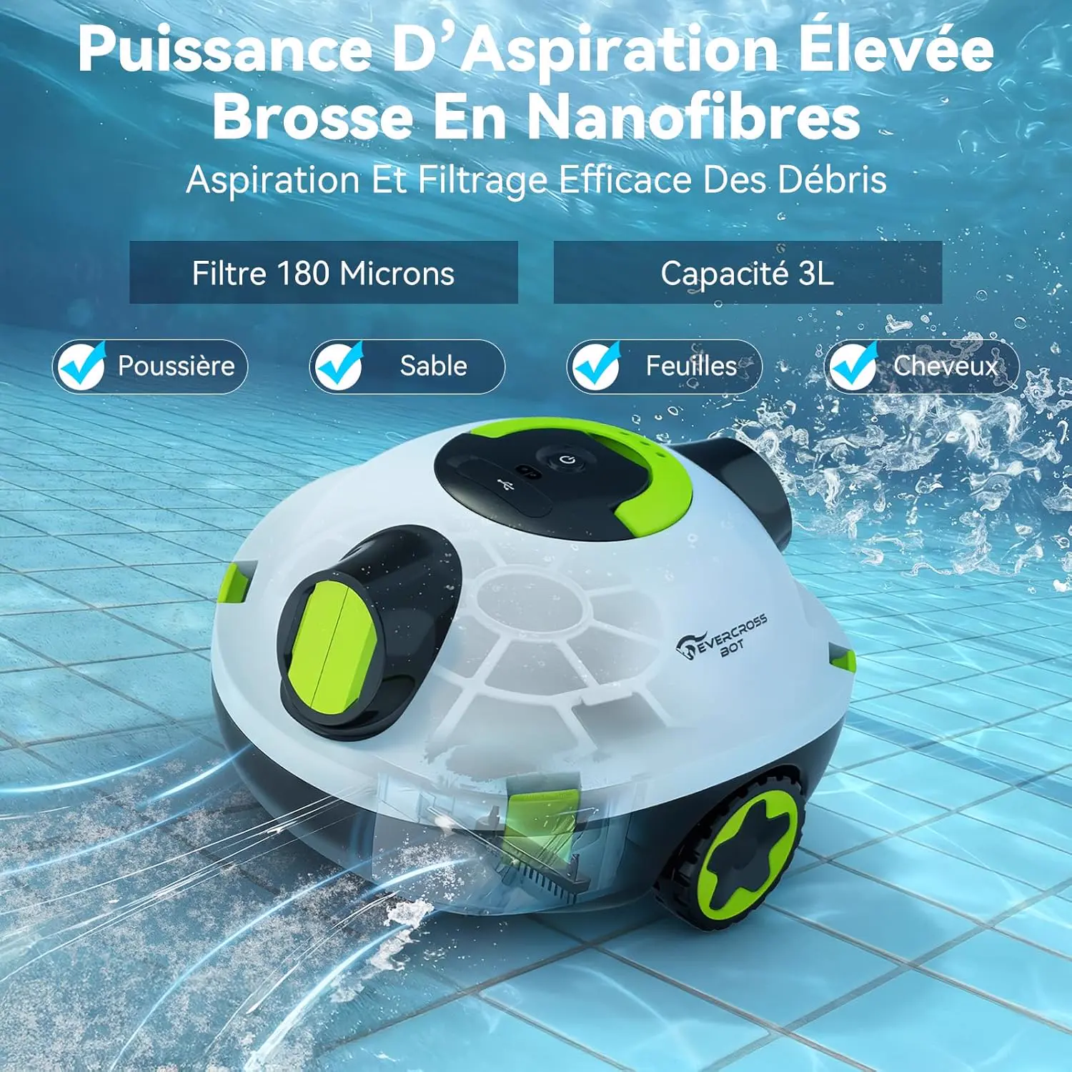 Robot piscine blanc vue 4