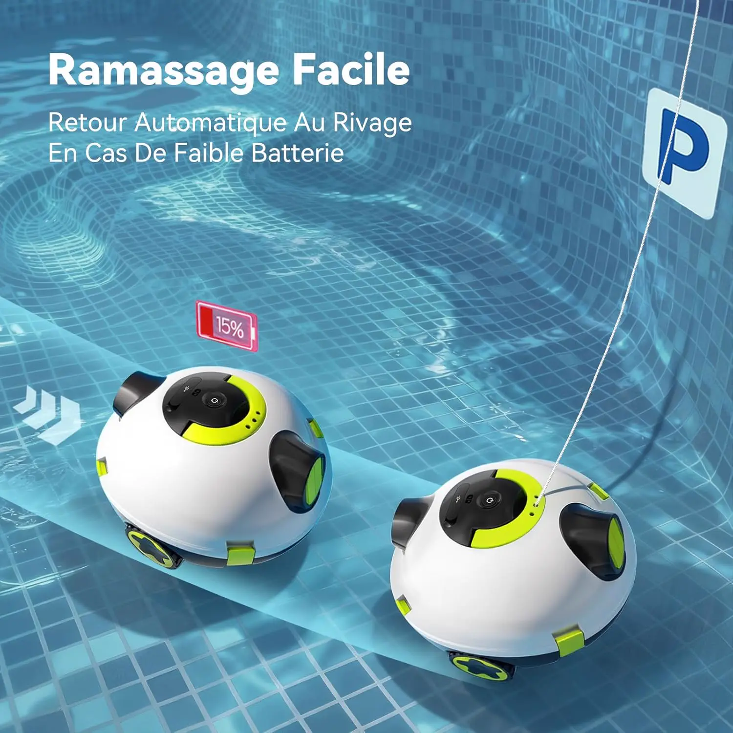 Robot piscine blanc vue 5