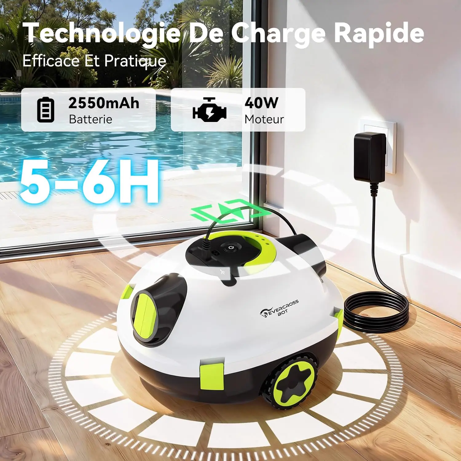 Robot piscine blanc vue 6
