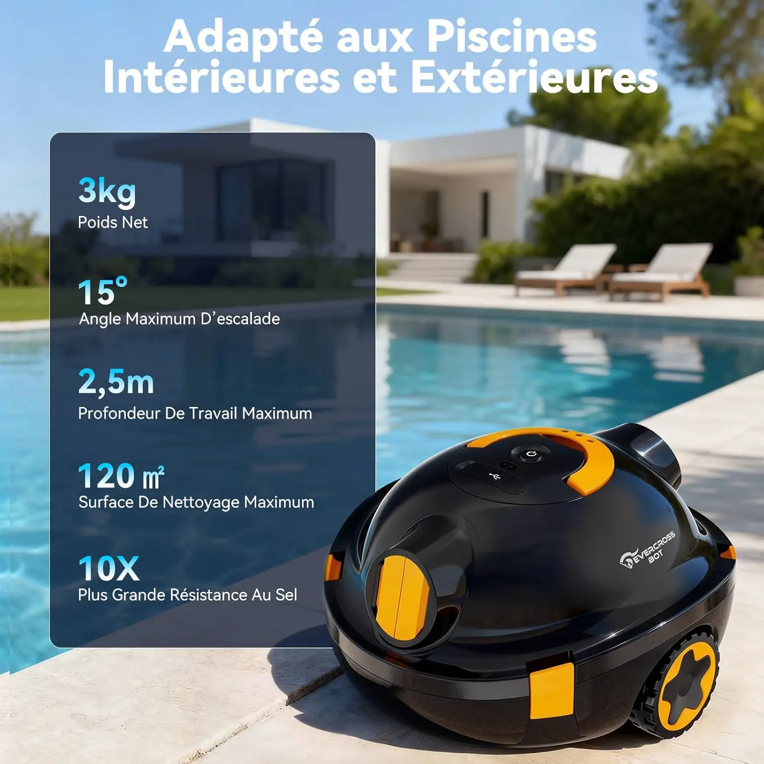Robot piscine noir vue 2