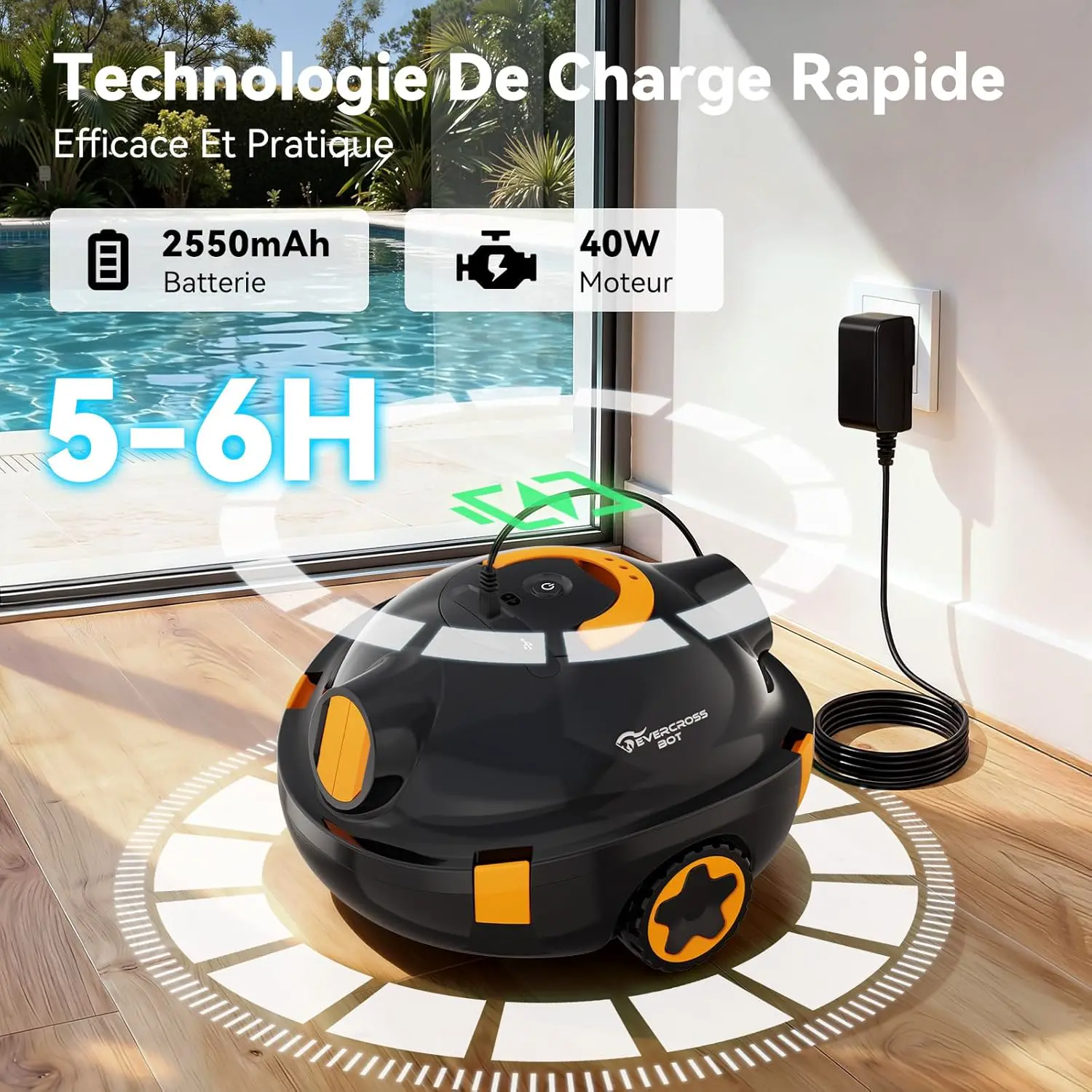 Robot piscine noir vue 6