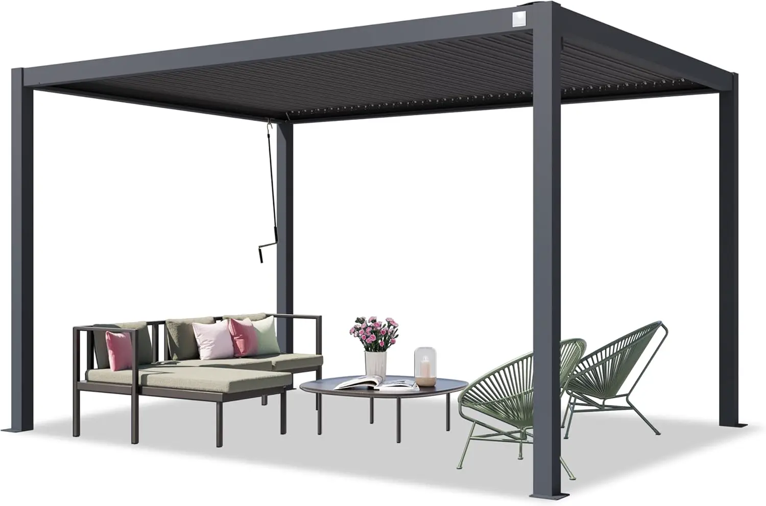 Pergola en aluminium anthracite 3x4 m vue 3