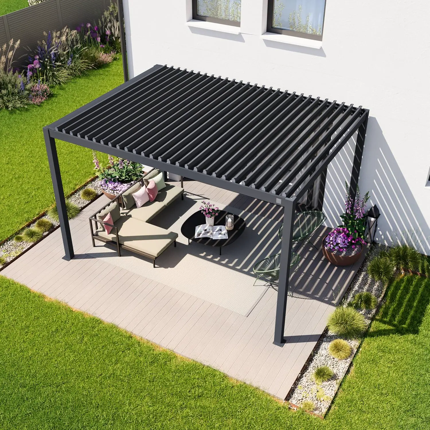 Pergola en aluminium anthracite 3x4 m vue 4