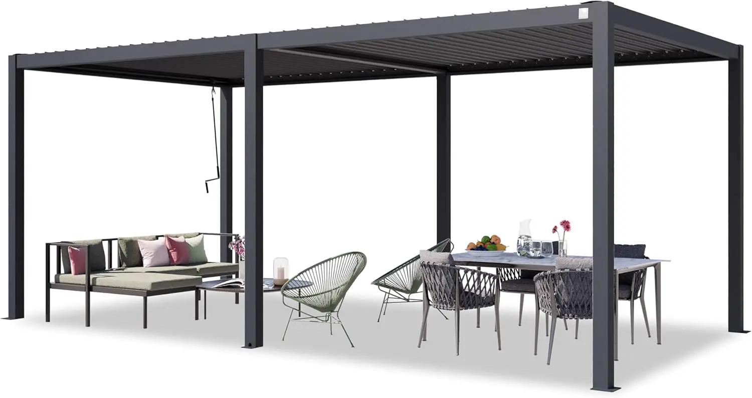 Pergola en aluminium anthracite 3x6 m vue 3