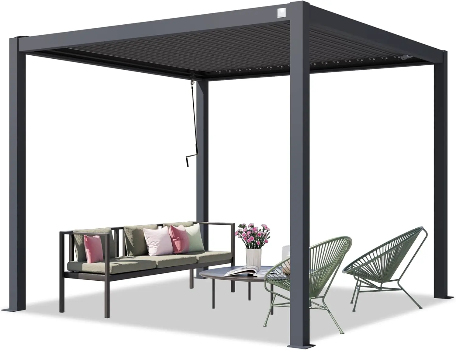 Pergola en aluminium anthracite 3x3 m vue 3
