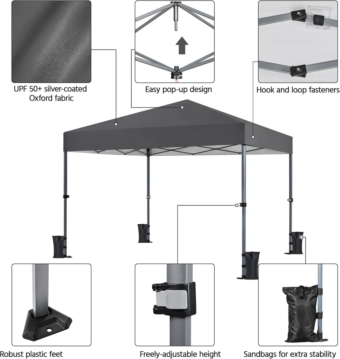 Tonnelle en métal gris 3x3 m vue 5