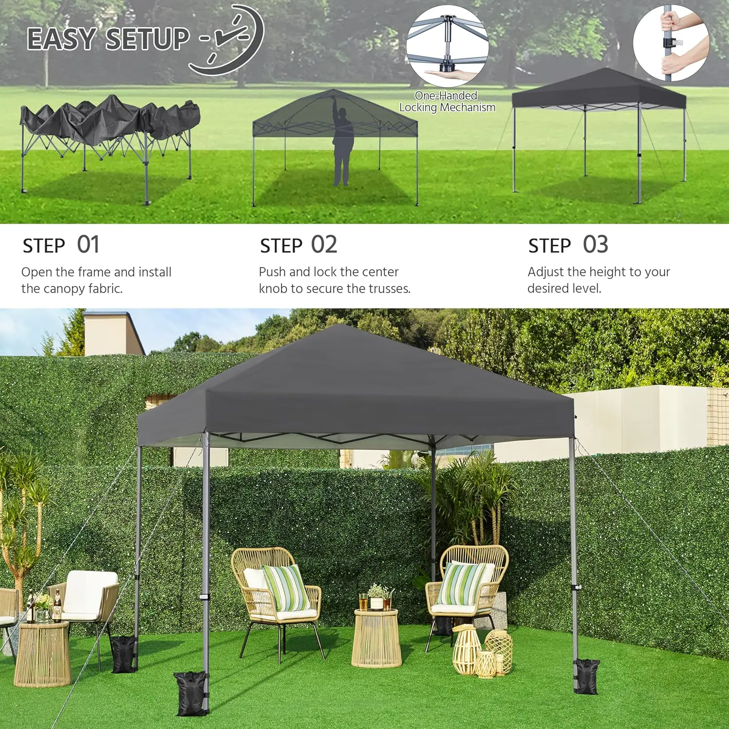 Tonnelle en métal gris 3x3 m vue 6