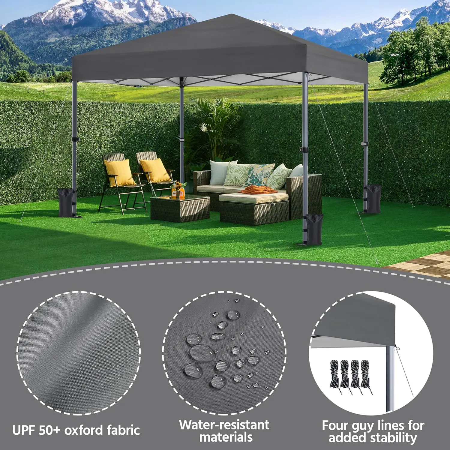 Tonnelle en métal gris 3x3 m vue 9
