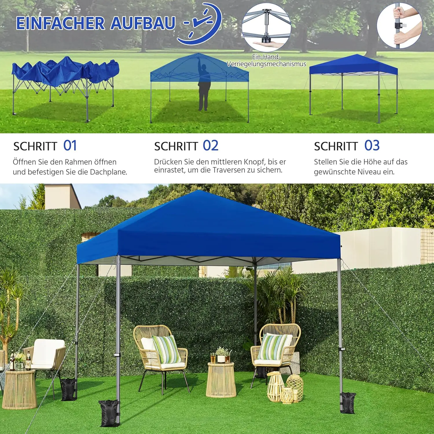 Tonnelle en métal bleu 3x3 m vue 5