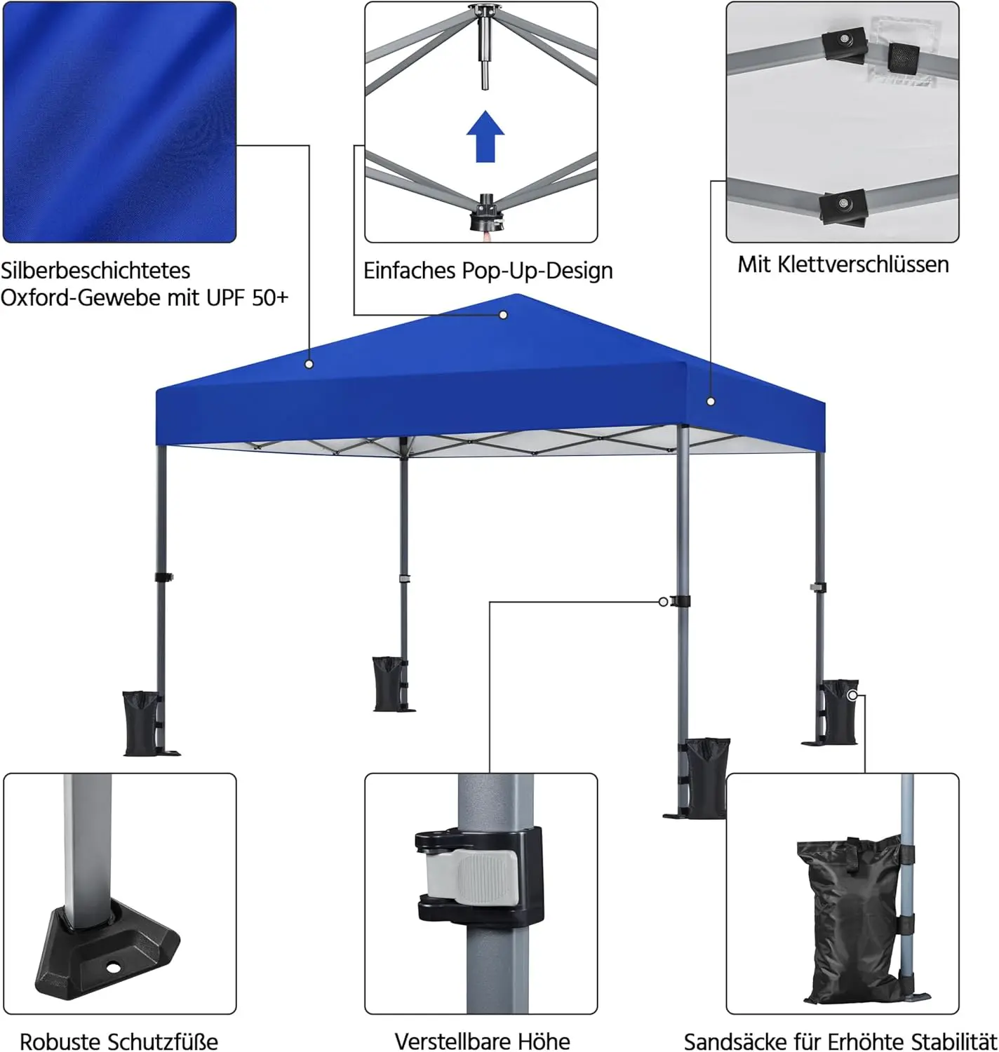 Tonnelle en métal bleu 3x3 m vue 9