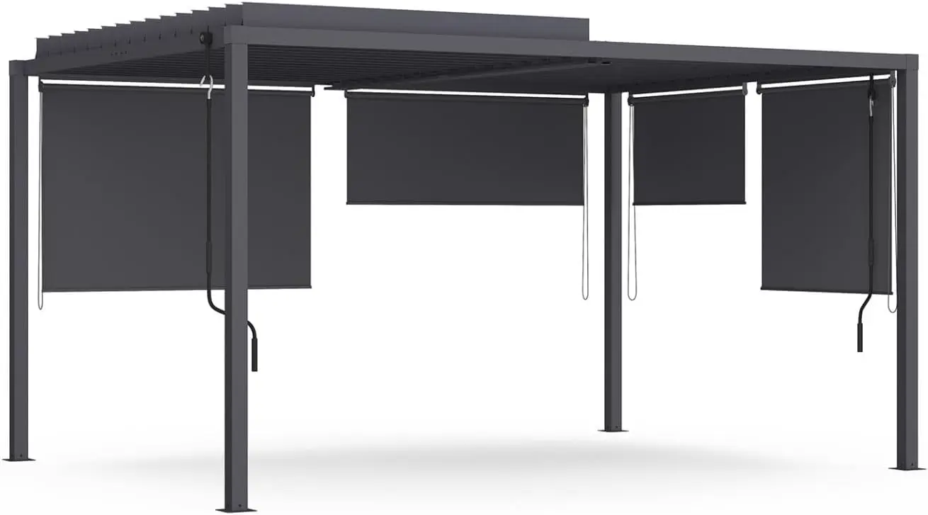 Pergola en métal gris 3x4 m vue 2