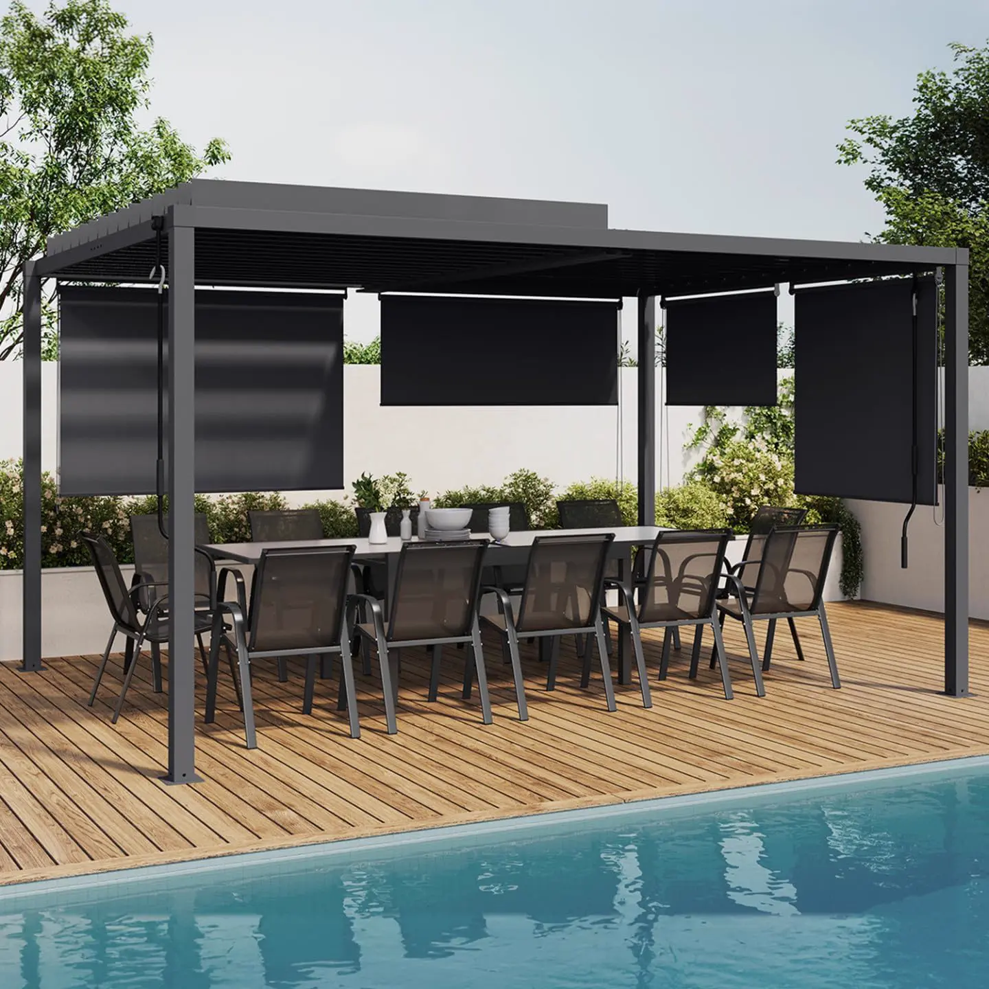IDMarket - Pergola bioclimatique Lames orientables Acier 3x4 M et 4