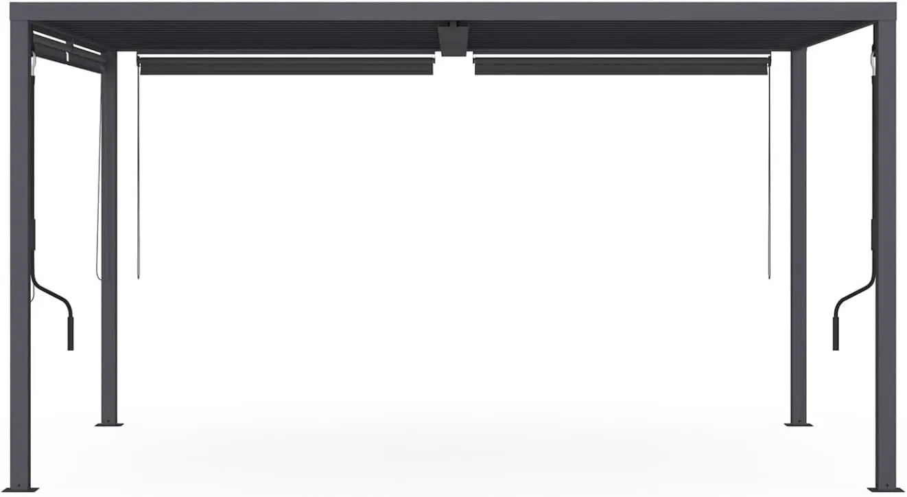 Pergola en métal gris 3x4 m vue 3