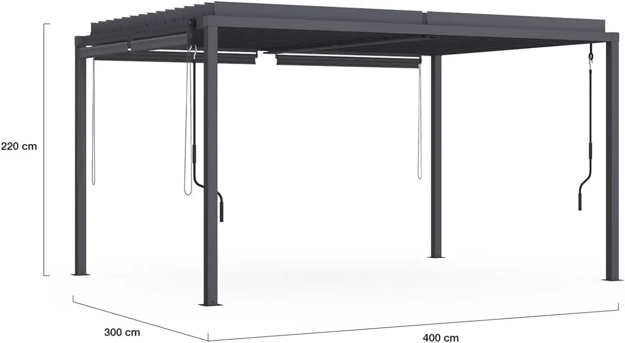 Pergola en métal gris 3x4 m vue 4