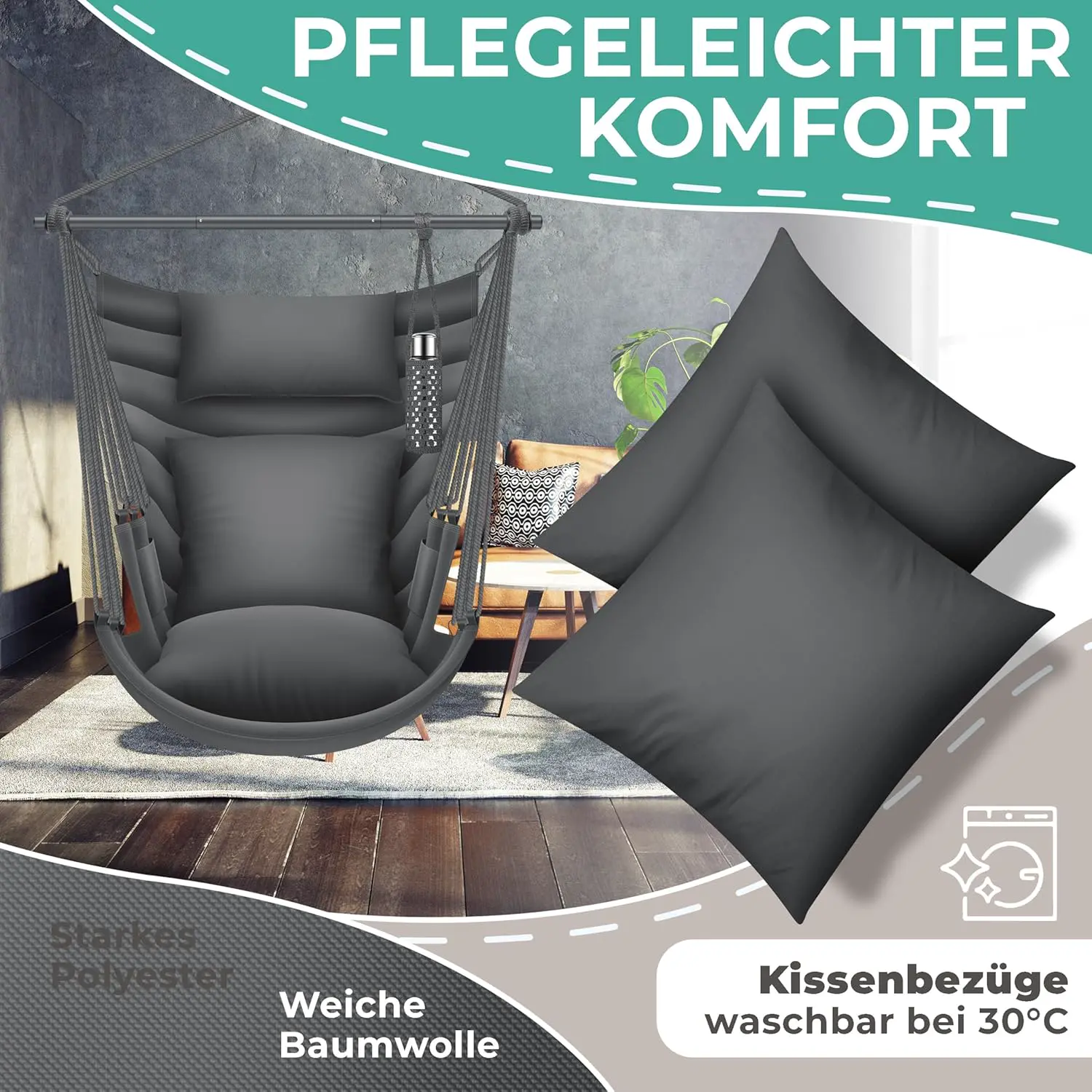 Fauteuils suspendus anthracite vue 4