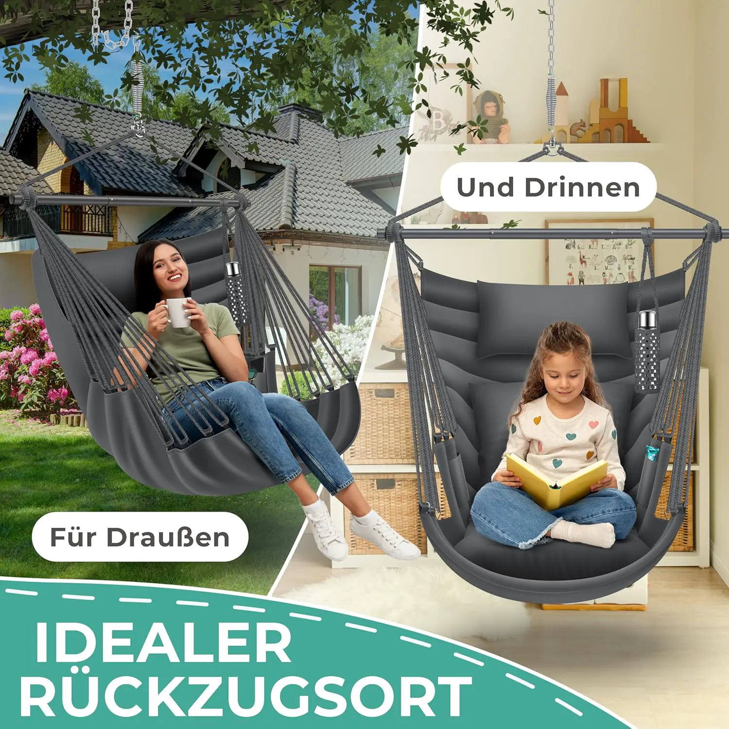 Fauteuils suspendus anthracite vue 5