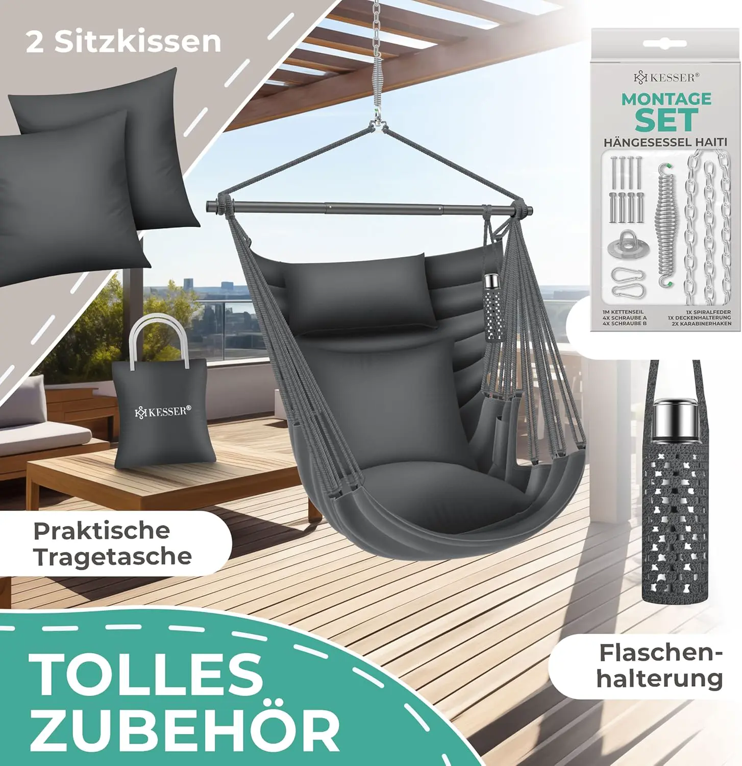Fauteuils suspendus anthracite vue 6