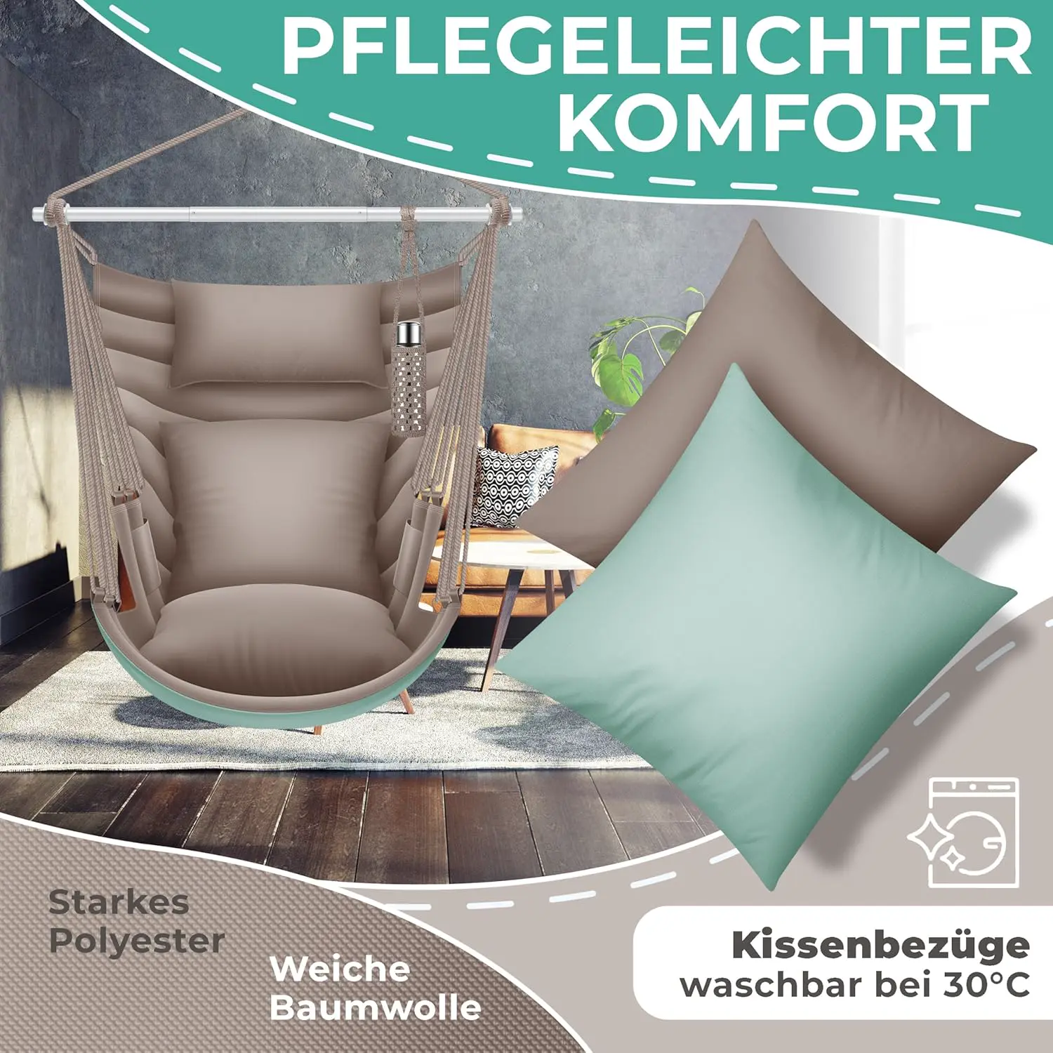 Fauteuils suspendus taupe vue 4