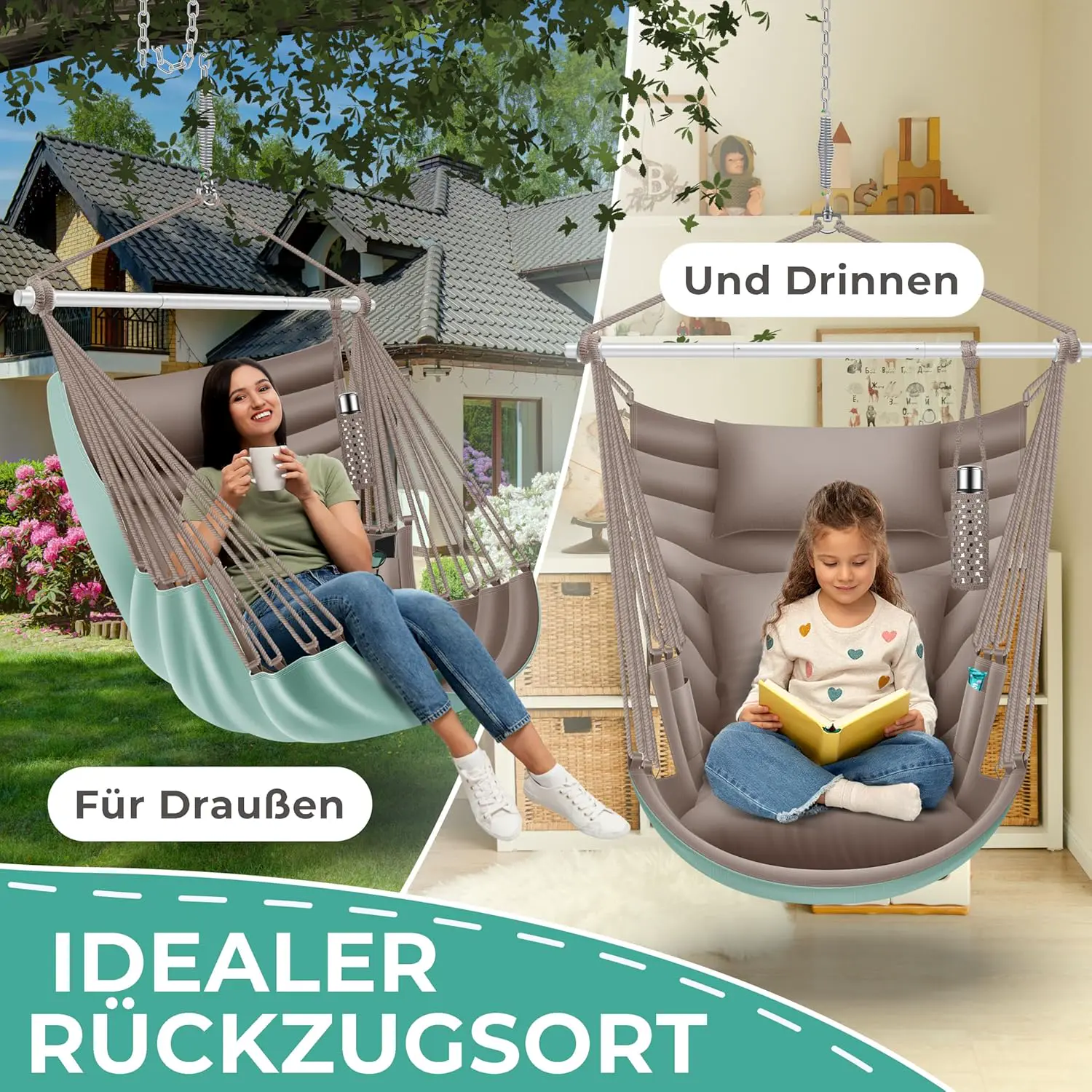 Fauteuils suspendus taupe vue 5