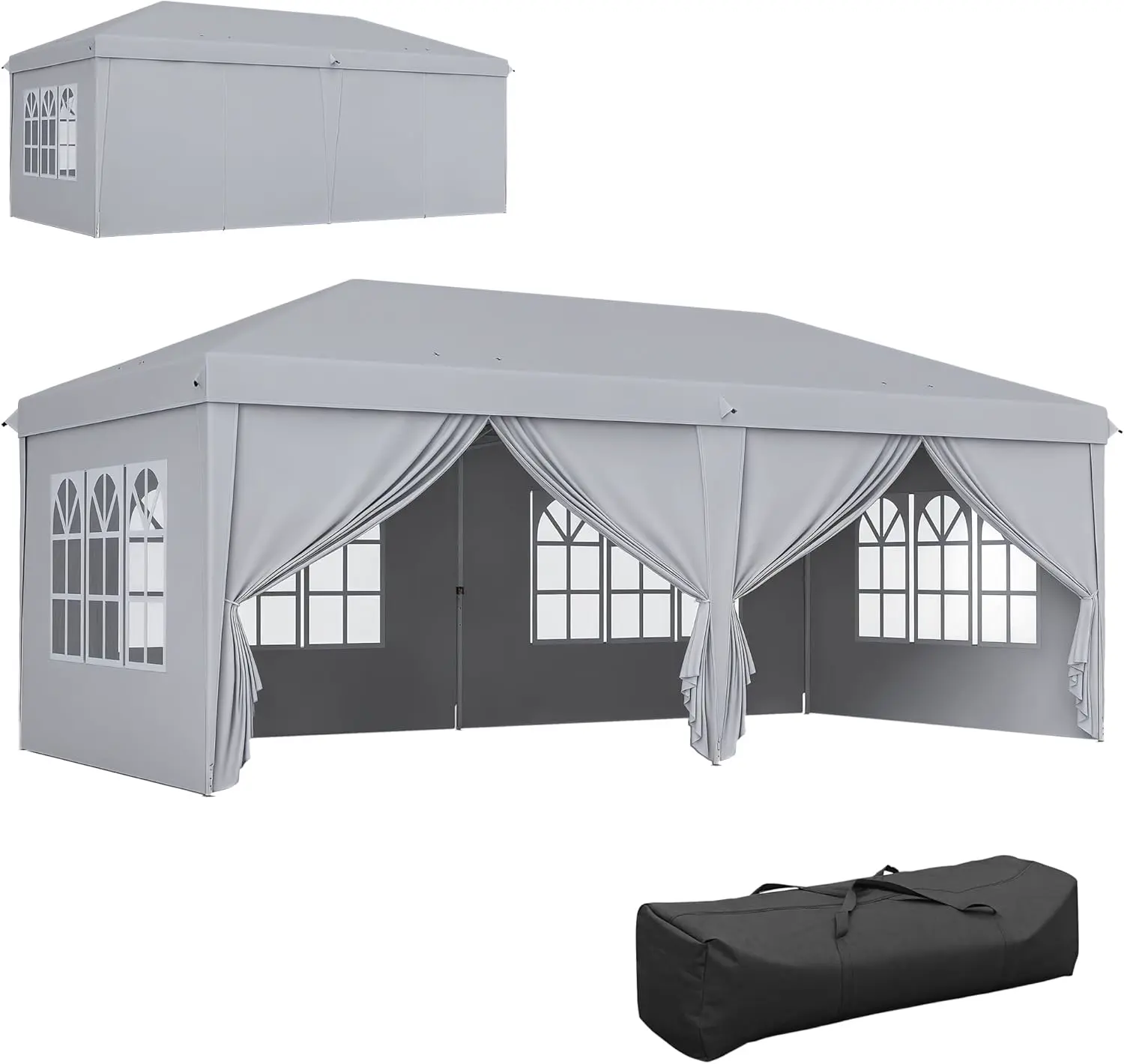 Outsunny Tonnelle de Jardin 3x6m Barnum Pliant avec Côtés Amovibles
