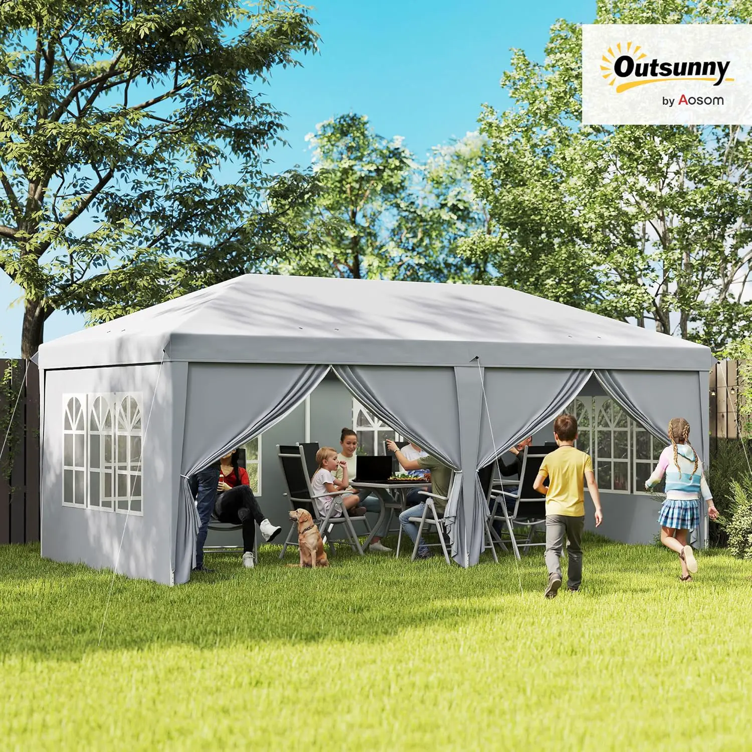 Tonnelle en métal gris 3x6 m vue 2