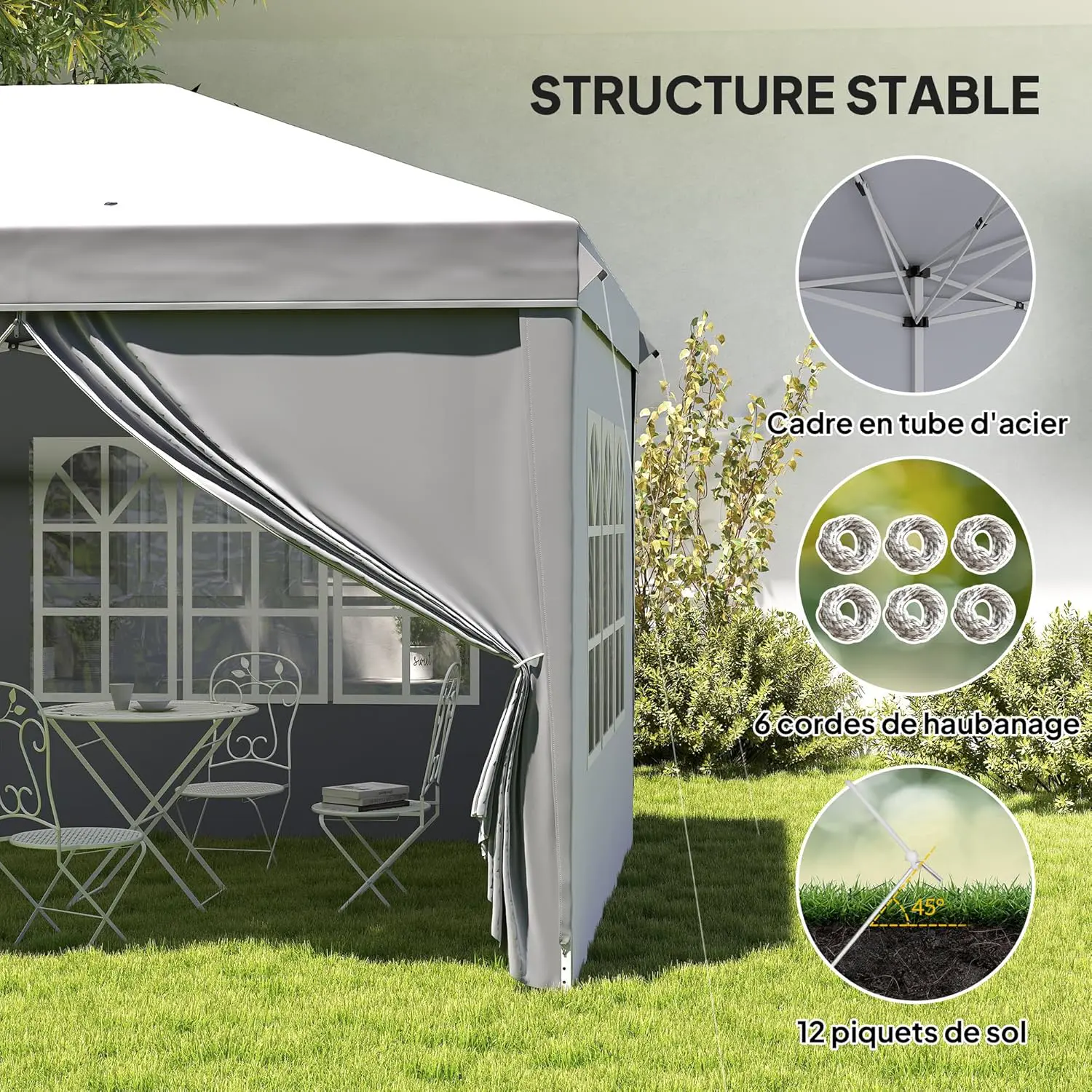 Tonnelle en métal gris 3x6 m vue 6