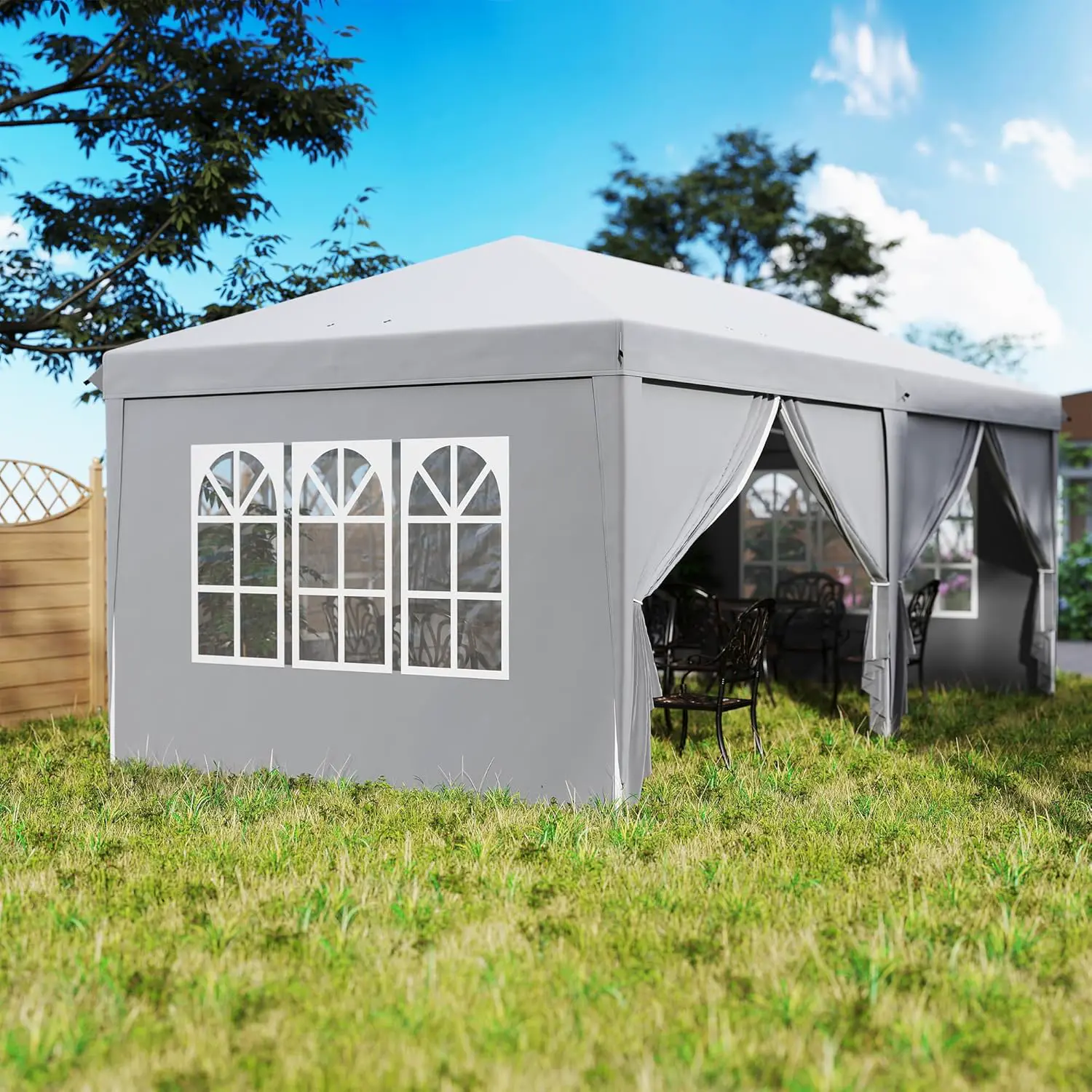 Tonnelle en métal gris 3x6 m vue 9
