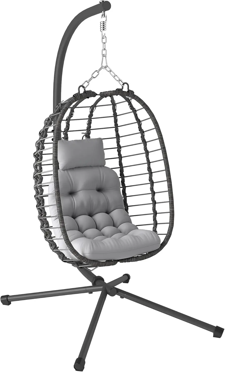 Outsunny Fauteuil Suspendu Pliable en résine tressée avec Support