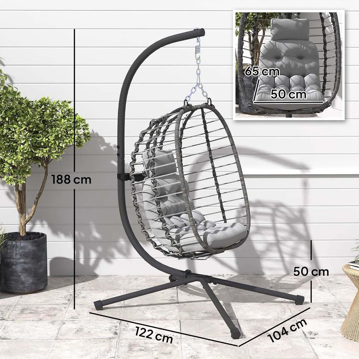 Fauteuils suspendus en résine gris vue 7