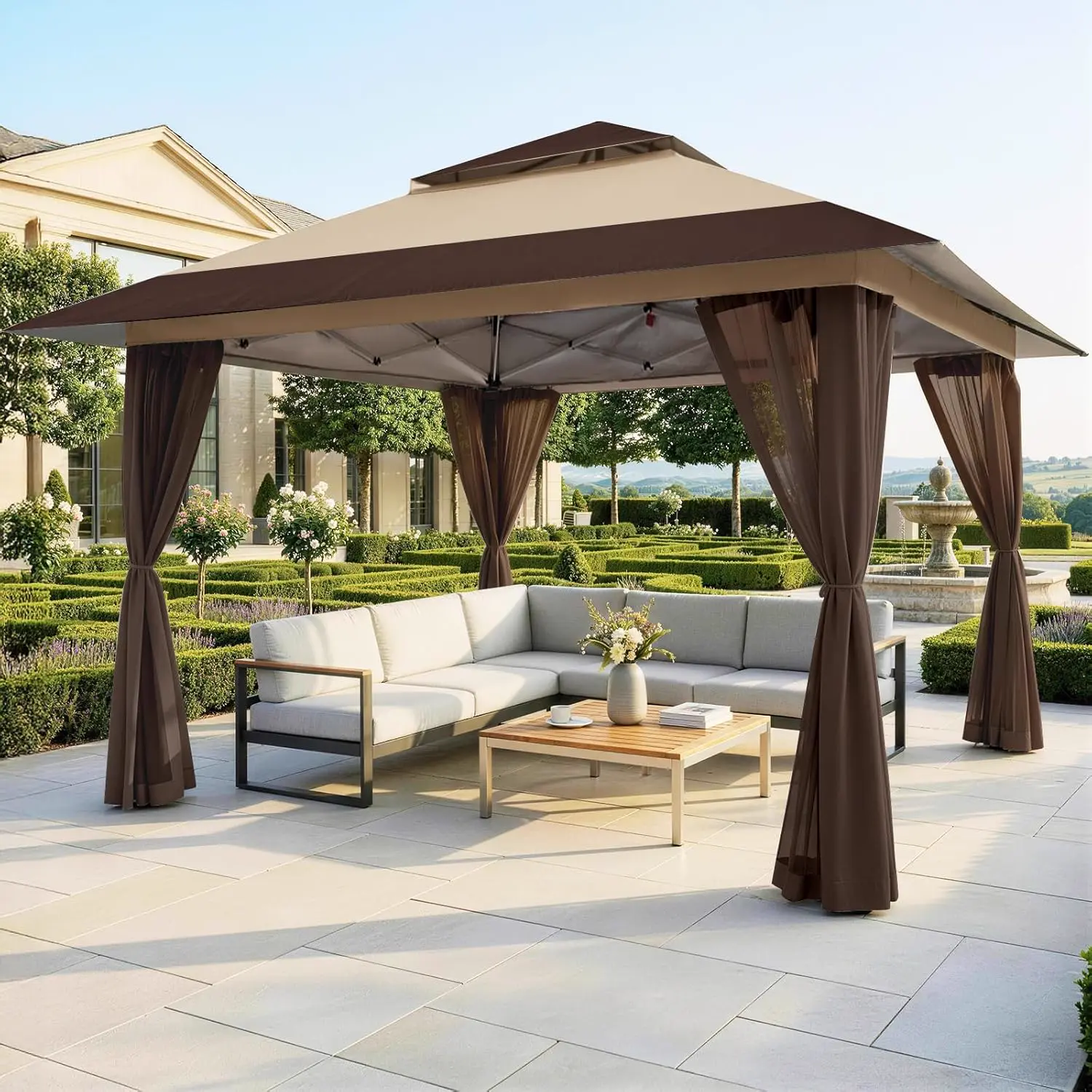 CROWN SHADES Tonnelle de Jardin 4 x 4 m