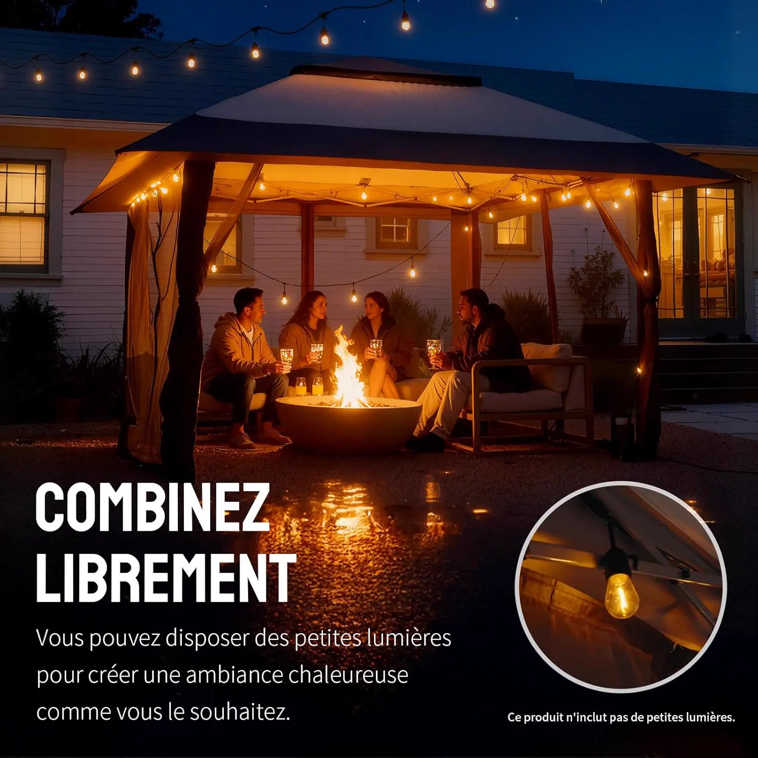 Tonnelle en métal beige 4x4 m vue 6