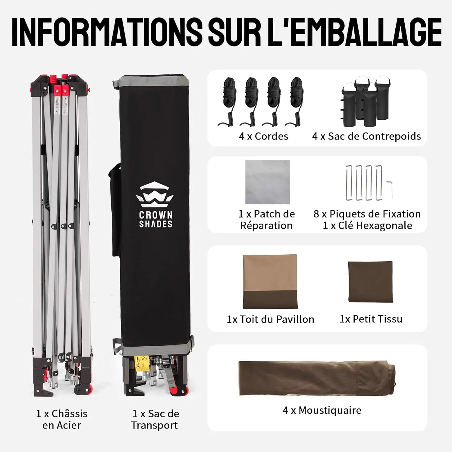 Tonnelle en métal beige 4x4 m vue 8