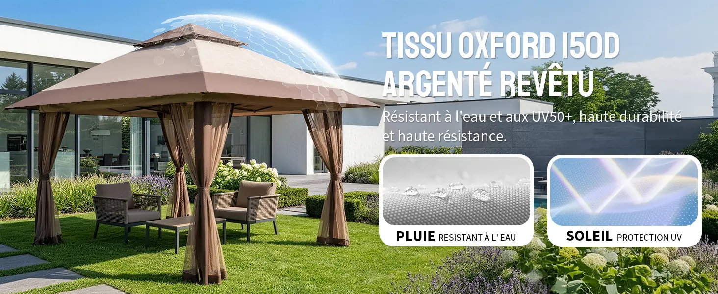 Tonnelle en métal rouge 4x4 m — contenu détaillé 7