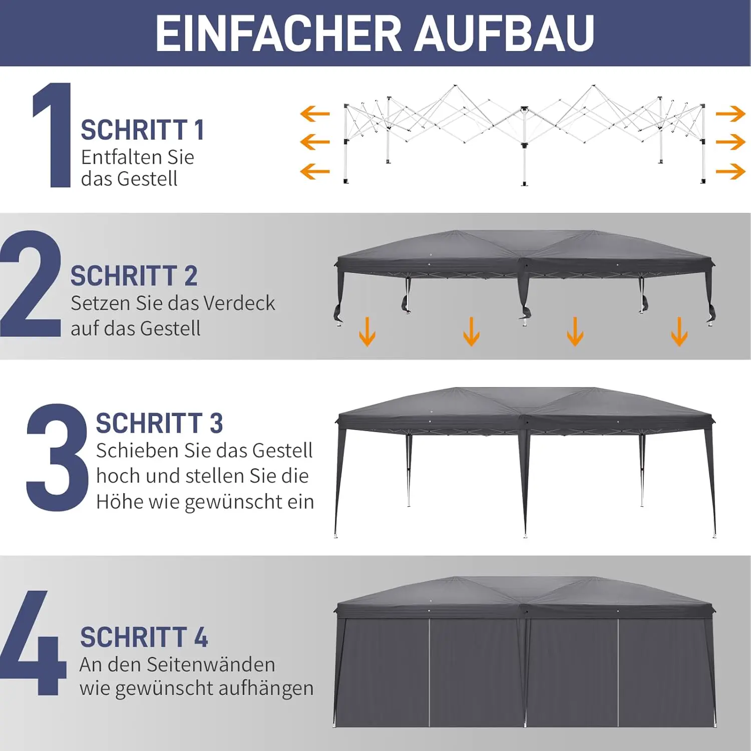 Tonnelle en métal gris 3x6 m vue 4