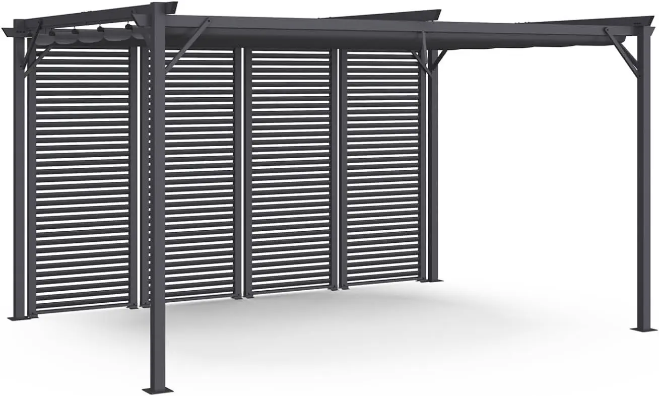 Pergola en métal gris 3x4 m rétractable vue 2