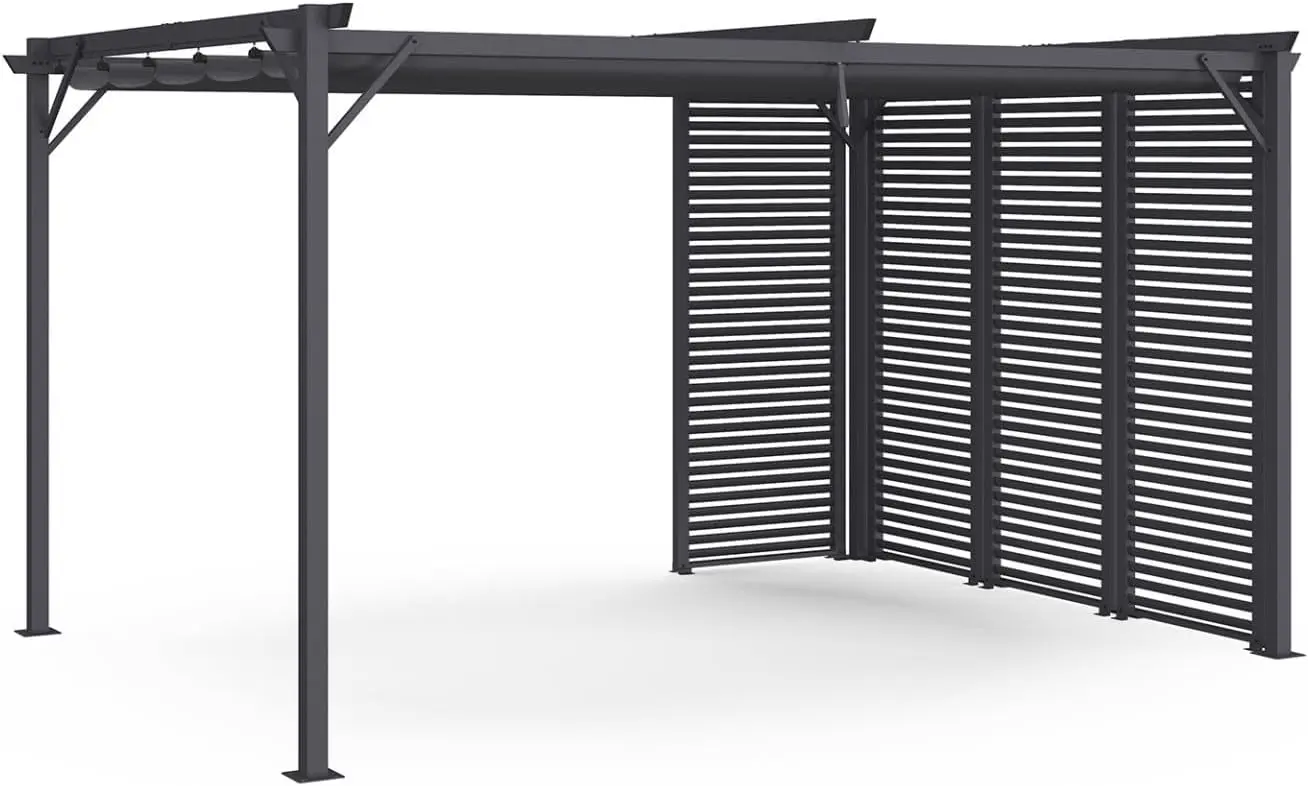 Pergola en métal gris 3x4 m rétractable vue 4