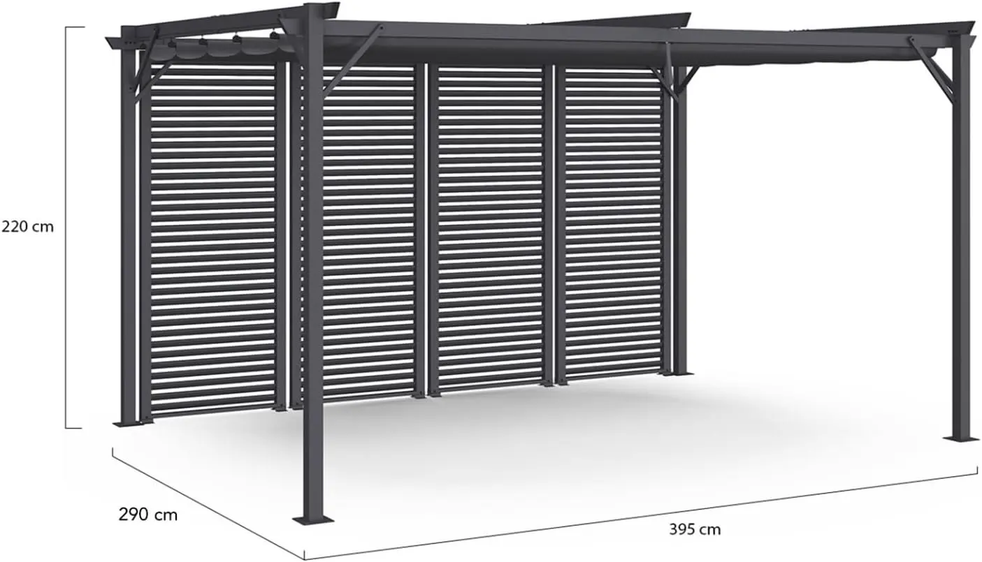 Pergola en métal gris 3x4 m rétractable vue 6