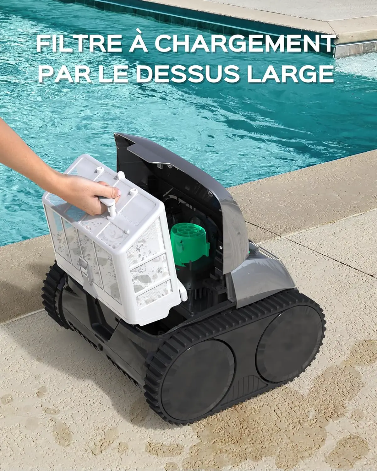 Robot piscine gris 4x4 m vue 5