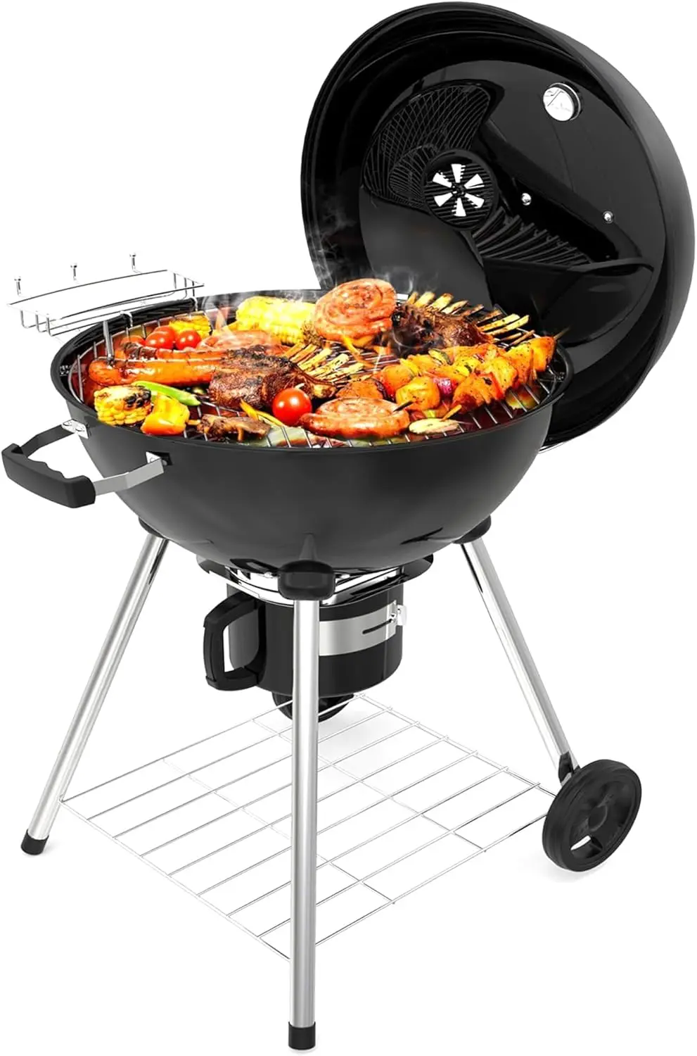 TEENO 21 inch Barbecue Charbon de Bois avec Couvercle,XXL Barbecue