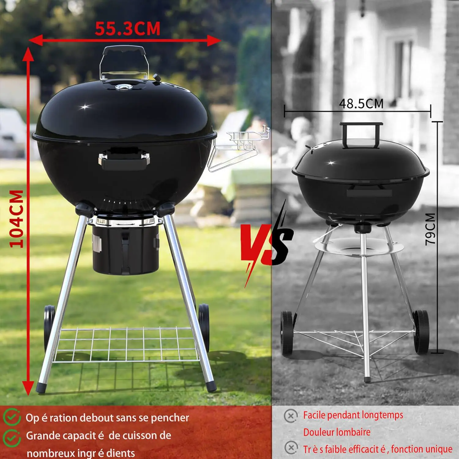 Barbecue à charbon en bois vue 2
