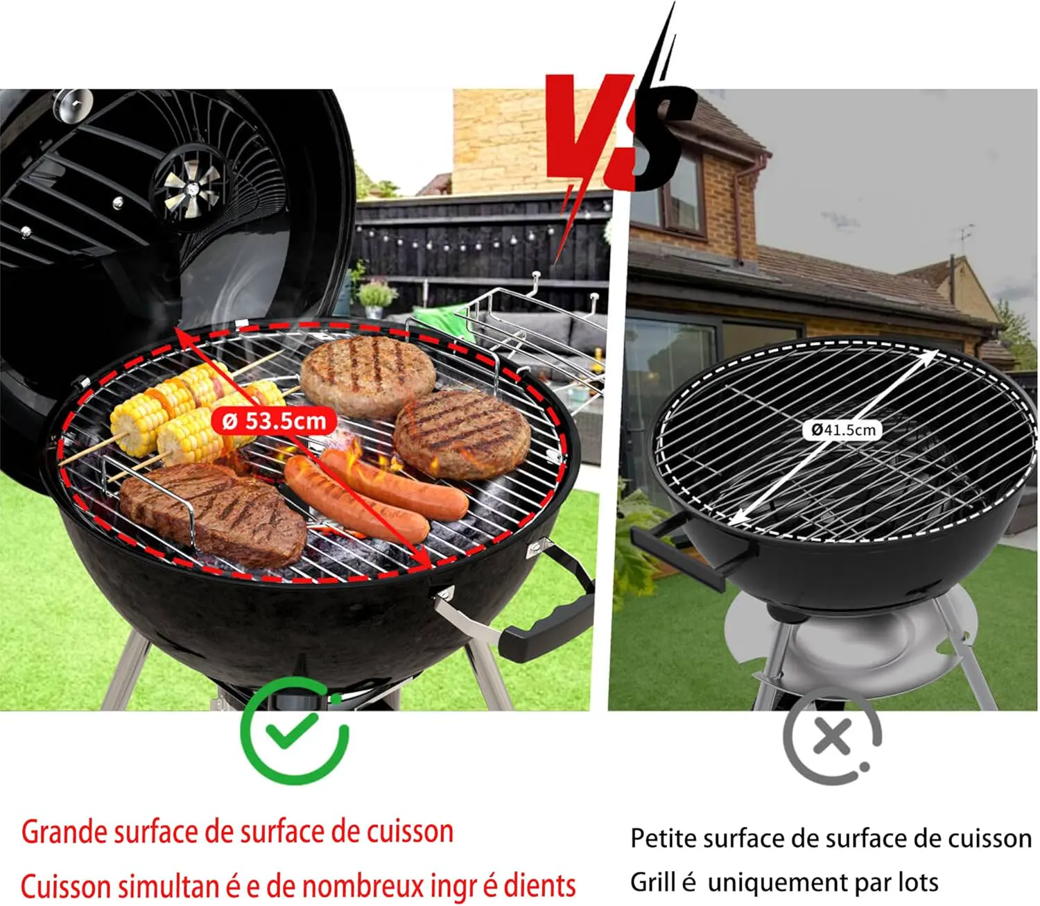 Barbecue à charbon en bois vue 3