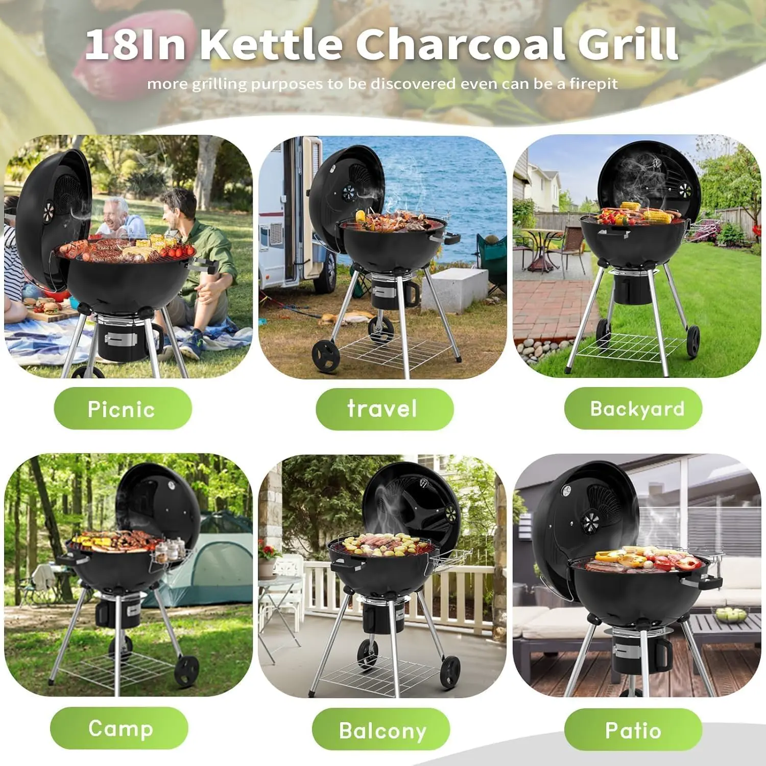 Barbecue à charbon en bois vue 9