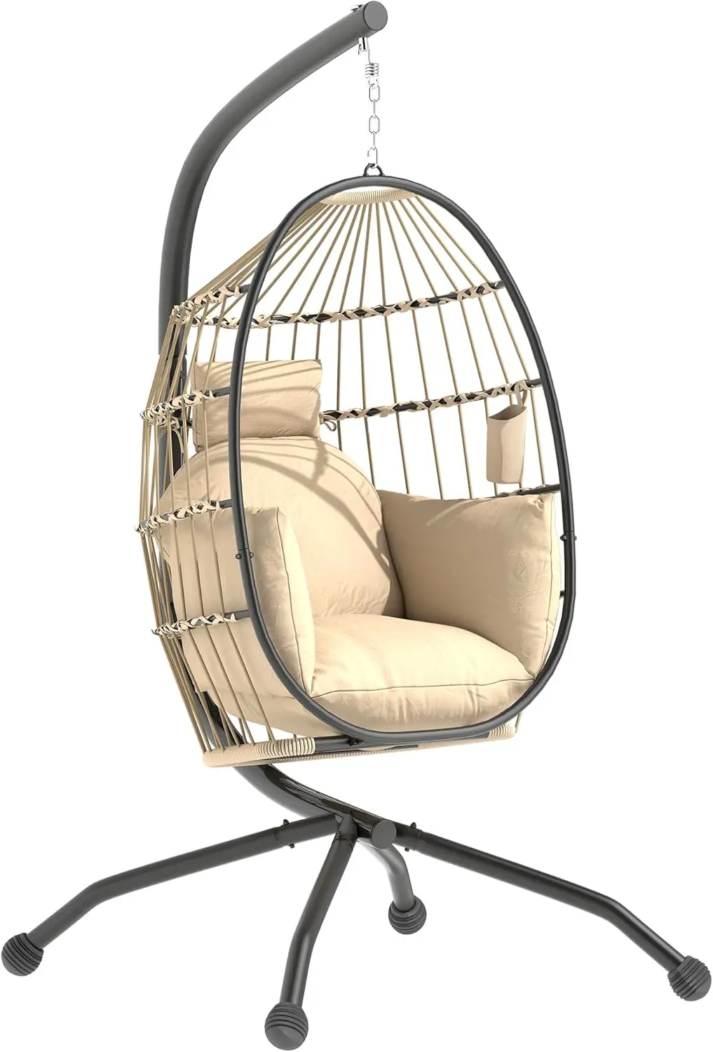 Fauteuils suspendus en métal kaki vue 1