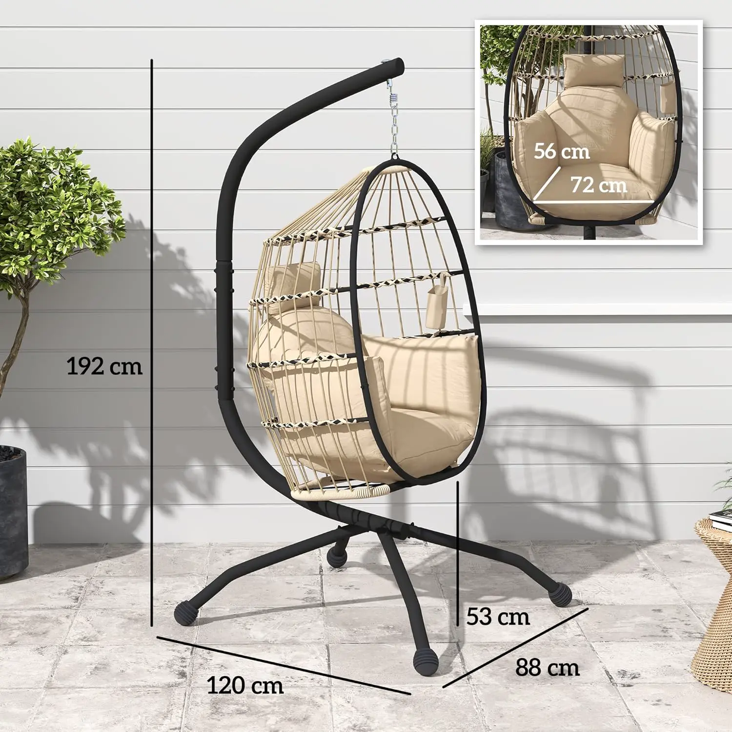 Fauteuils suspendus en métal kaki vue 6