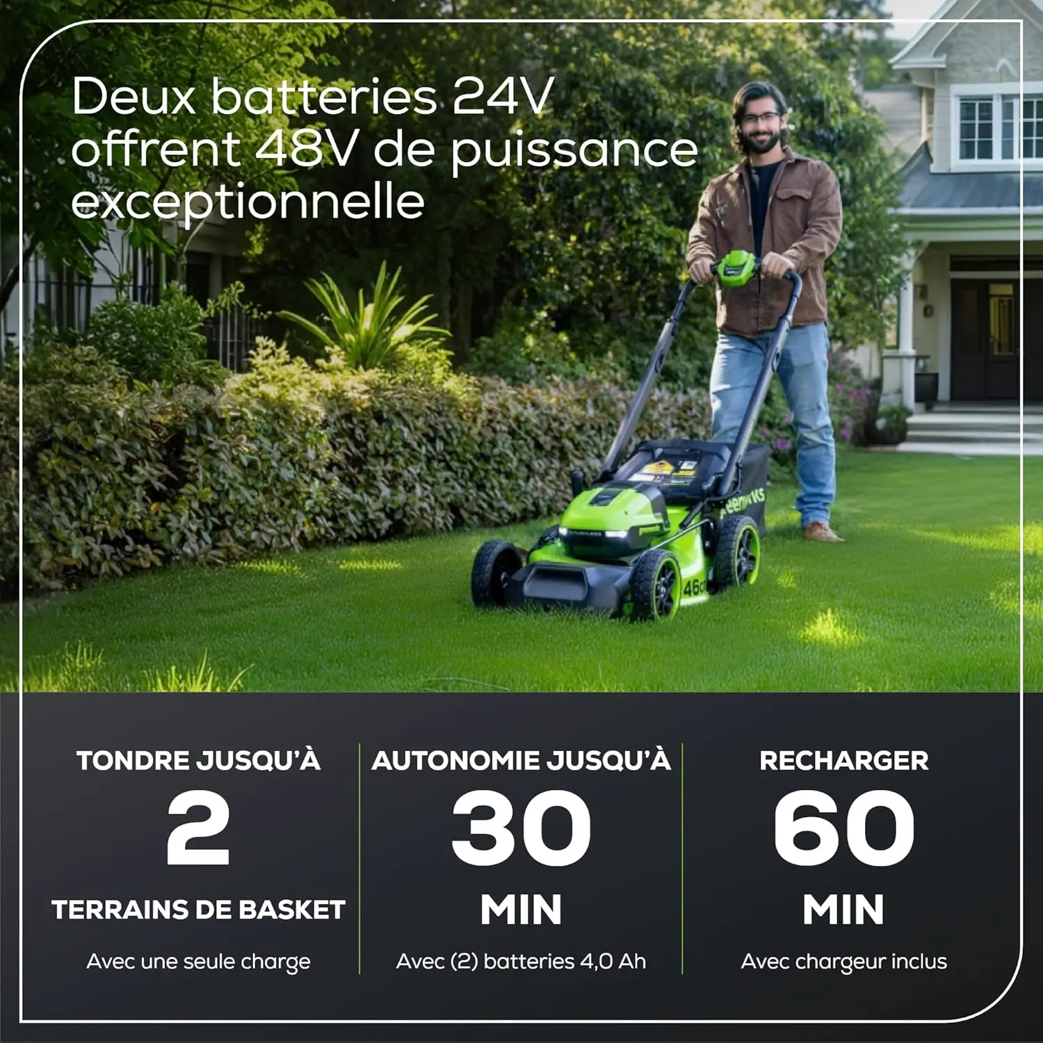 Tondeuse autoportée en métal noir vue 3